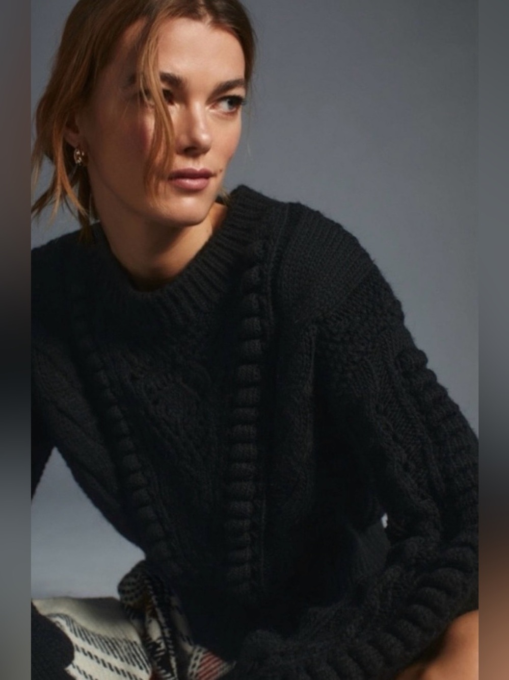 Anthropologie Pom Pom Knit Cropped Sweater